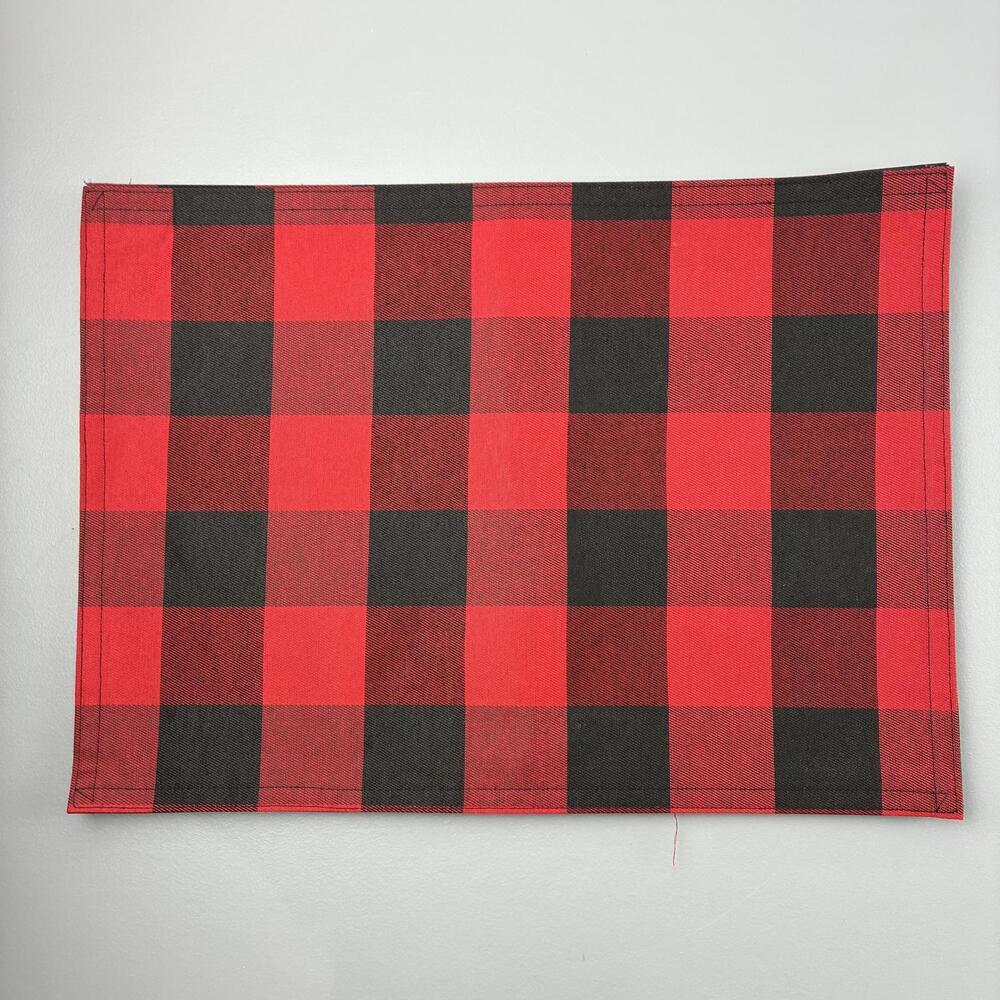 Red and Black Buffalo Check Plaid Cabincore Holiday Christmas Placemats